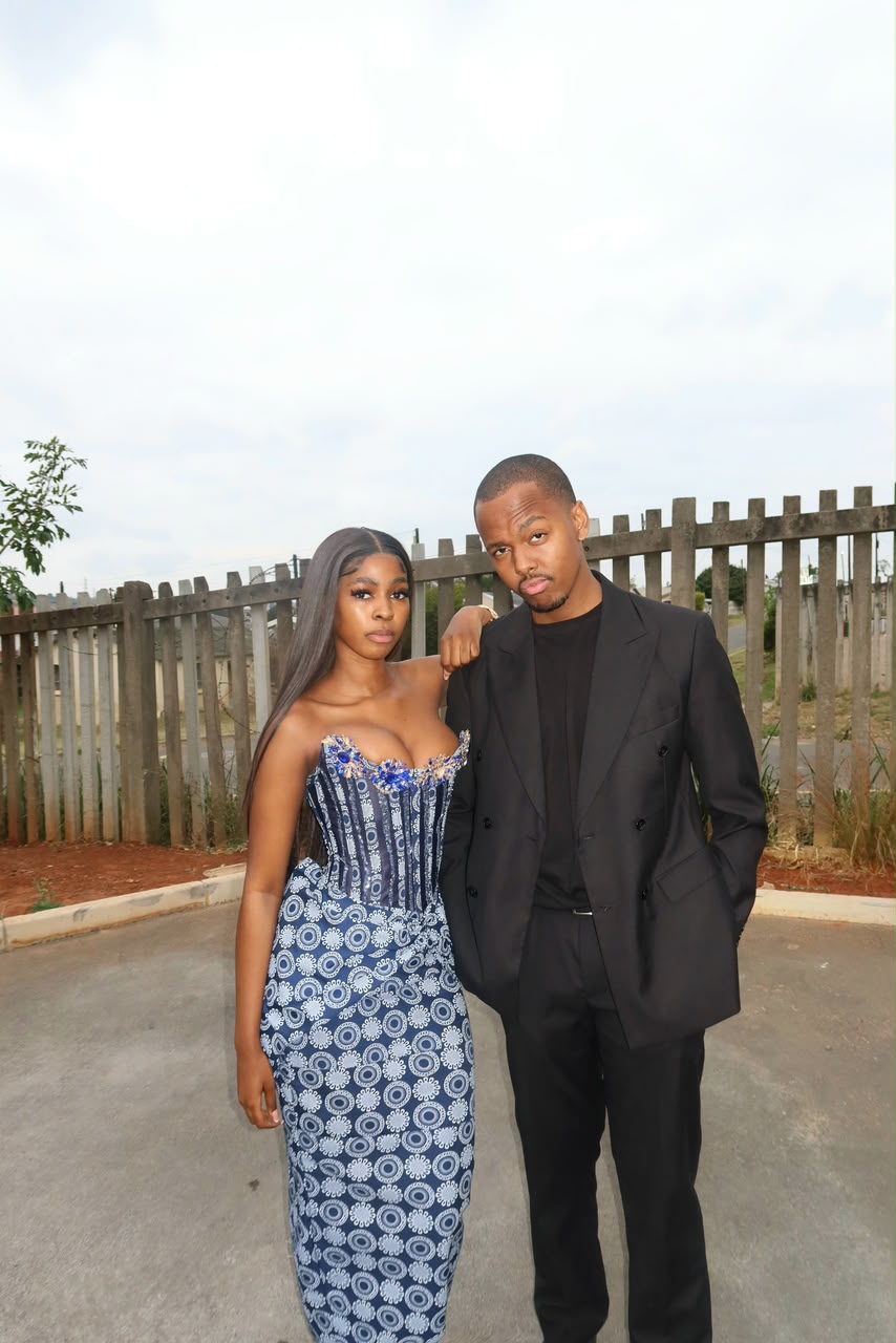 Anele and Lindokuhle dressed up together outdoors